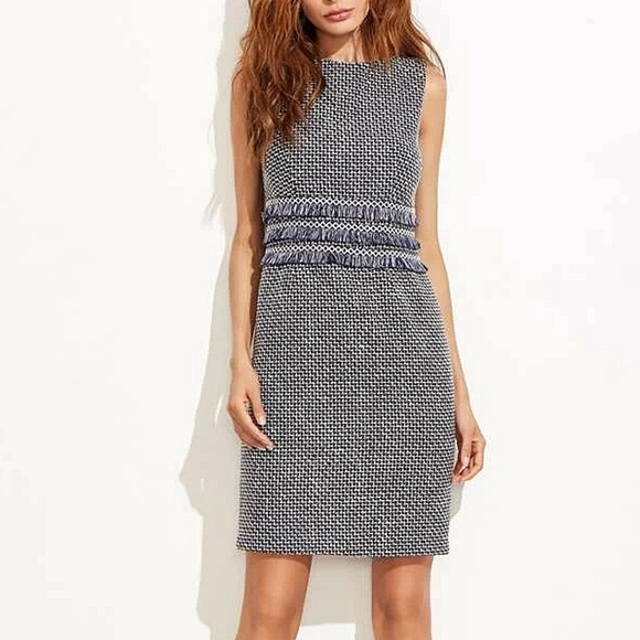 SHEIN Dresses & Skirts - SHEIN | Tweed Fringed Sheath